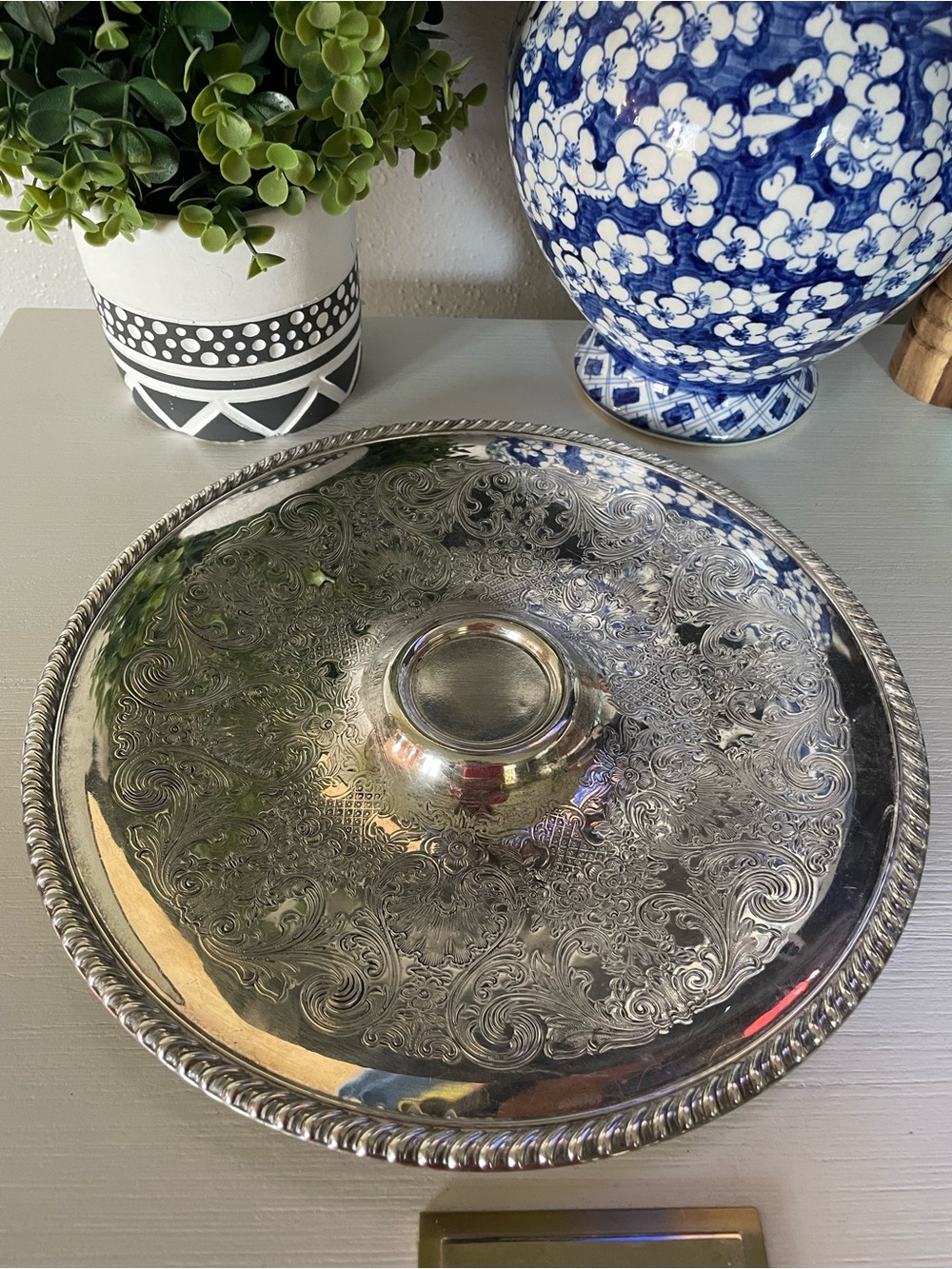 Vintage WM Rogers Silver Plated #866 Wonderful Serving Tray Chips and Dip No Cup